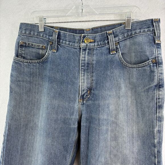 Carhartt Jeans Mens 36x32 Blue Denim Straight Leg Medium Wash Work Wear Cotton - Picture 3 of 9